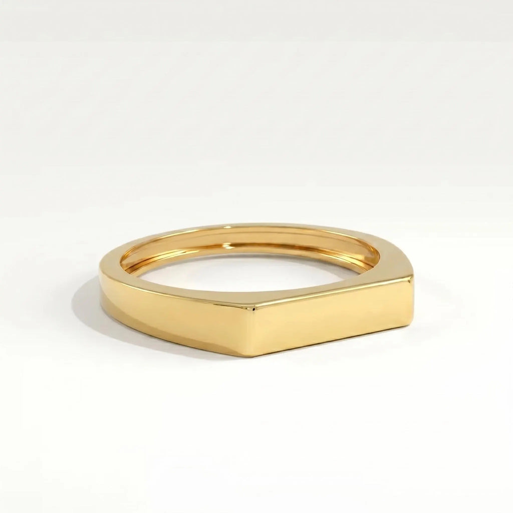 Yellow gold bar signet ring