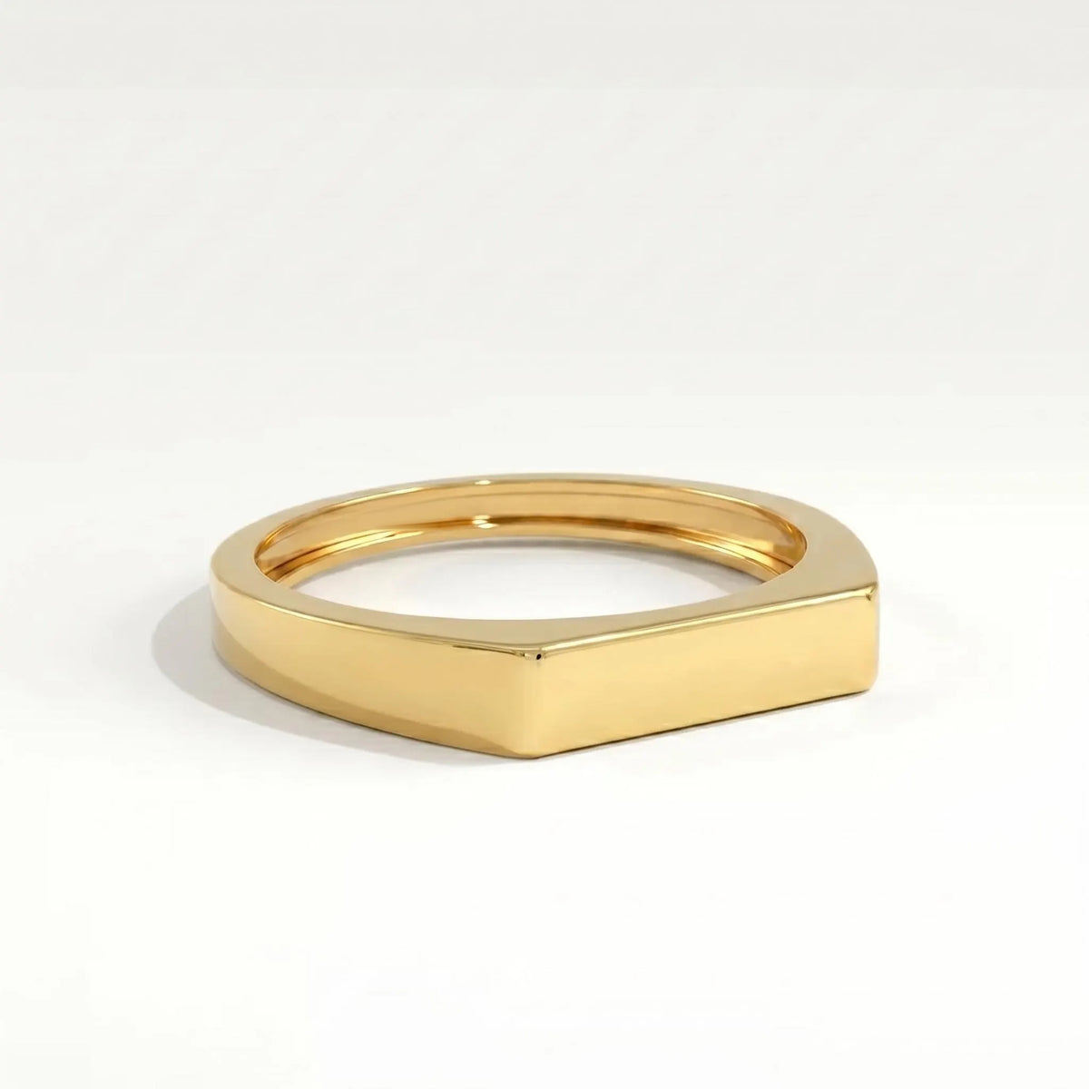 Yellow gold bar signet ring