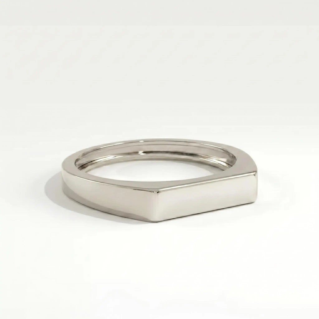 White gold bar signet ring