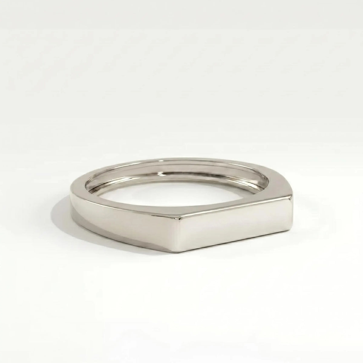 White gold bar signet ring