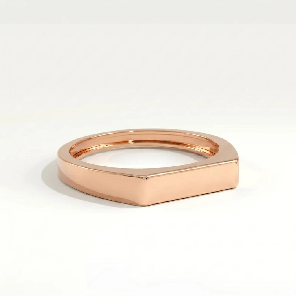 Rose gold bar signet ring