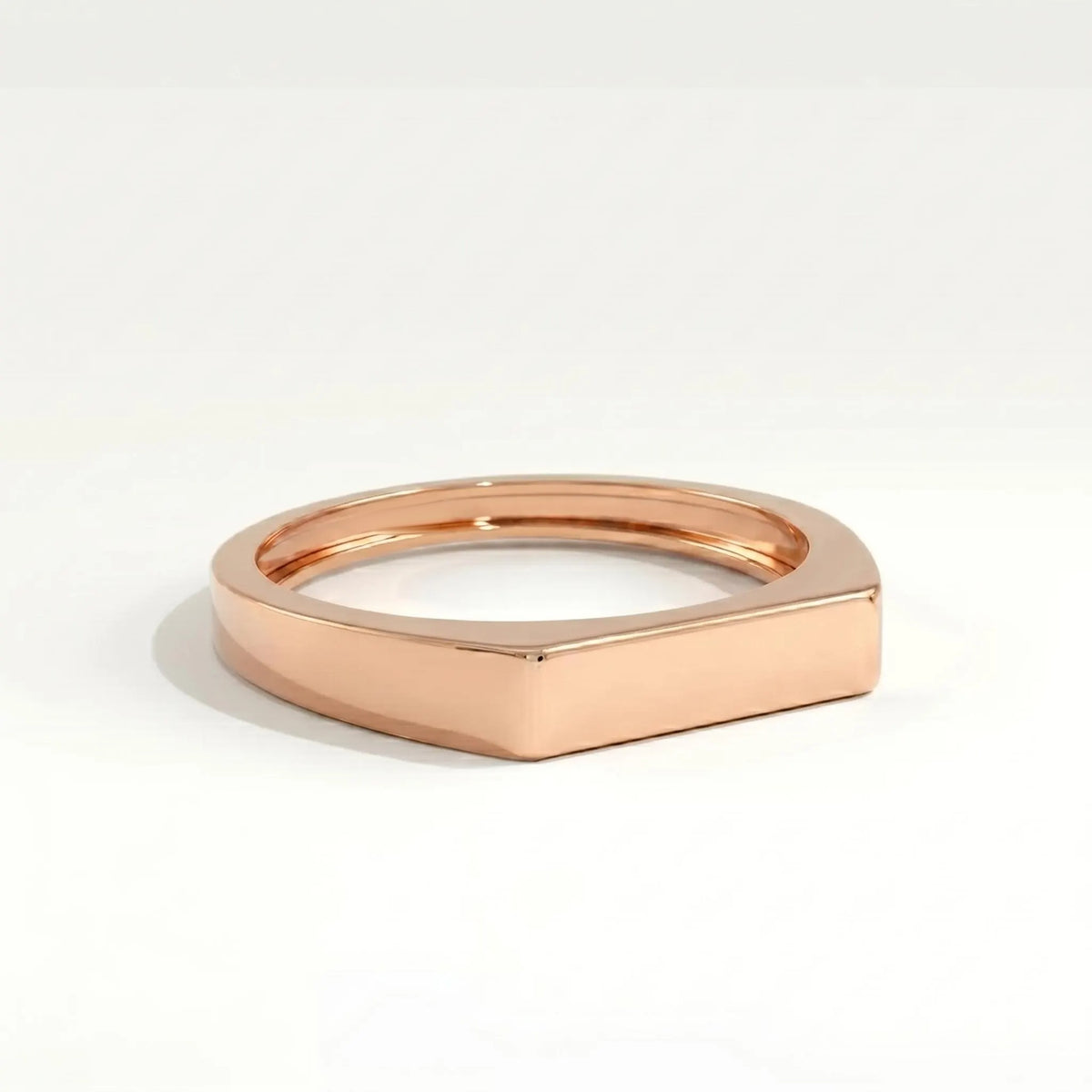 Rose gold bar signet ring