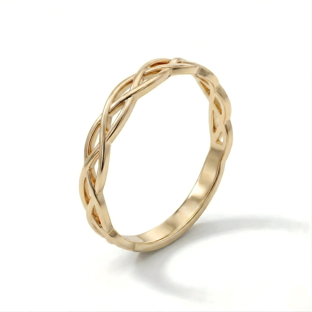 Yellow gold braided Celtic knot band