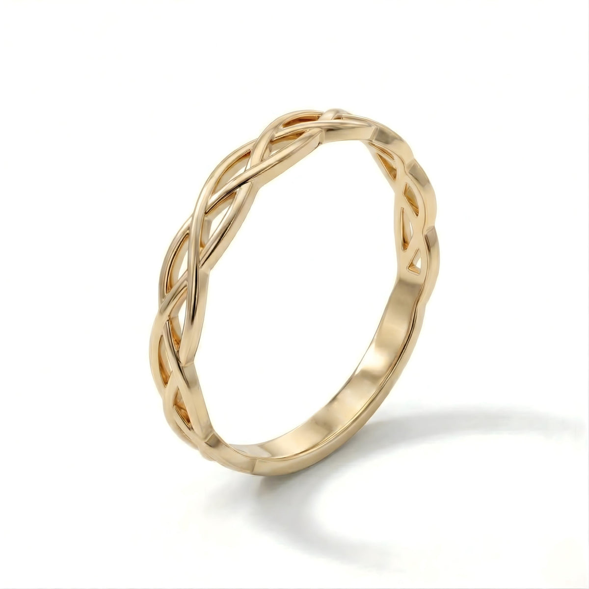 Yellow gold braided Celtic knot band