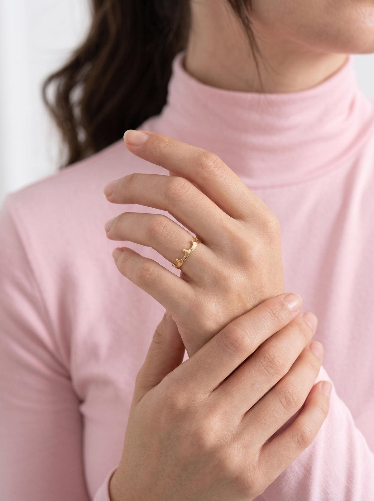 Crown stacking ring worn on finger