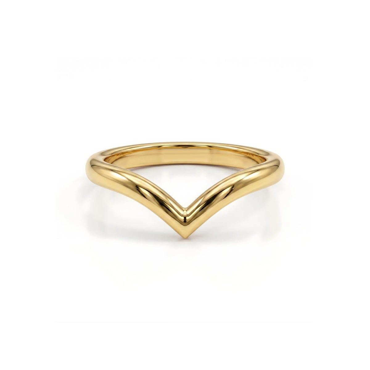 Yellow gold curved wedding band