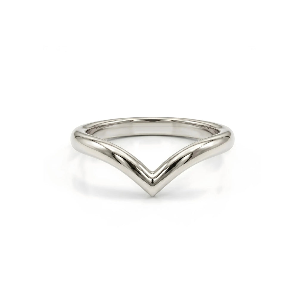 White gold curved wedding band
