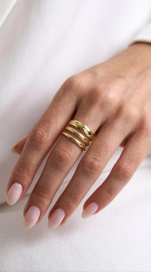 Solid Gold Dome Wedding Band – Polished Stacking Ring 2mm, 3mm, 5mm
