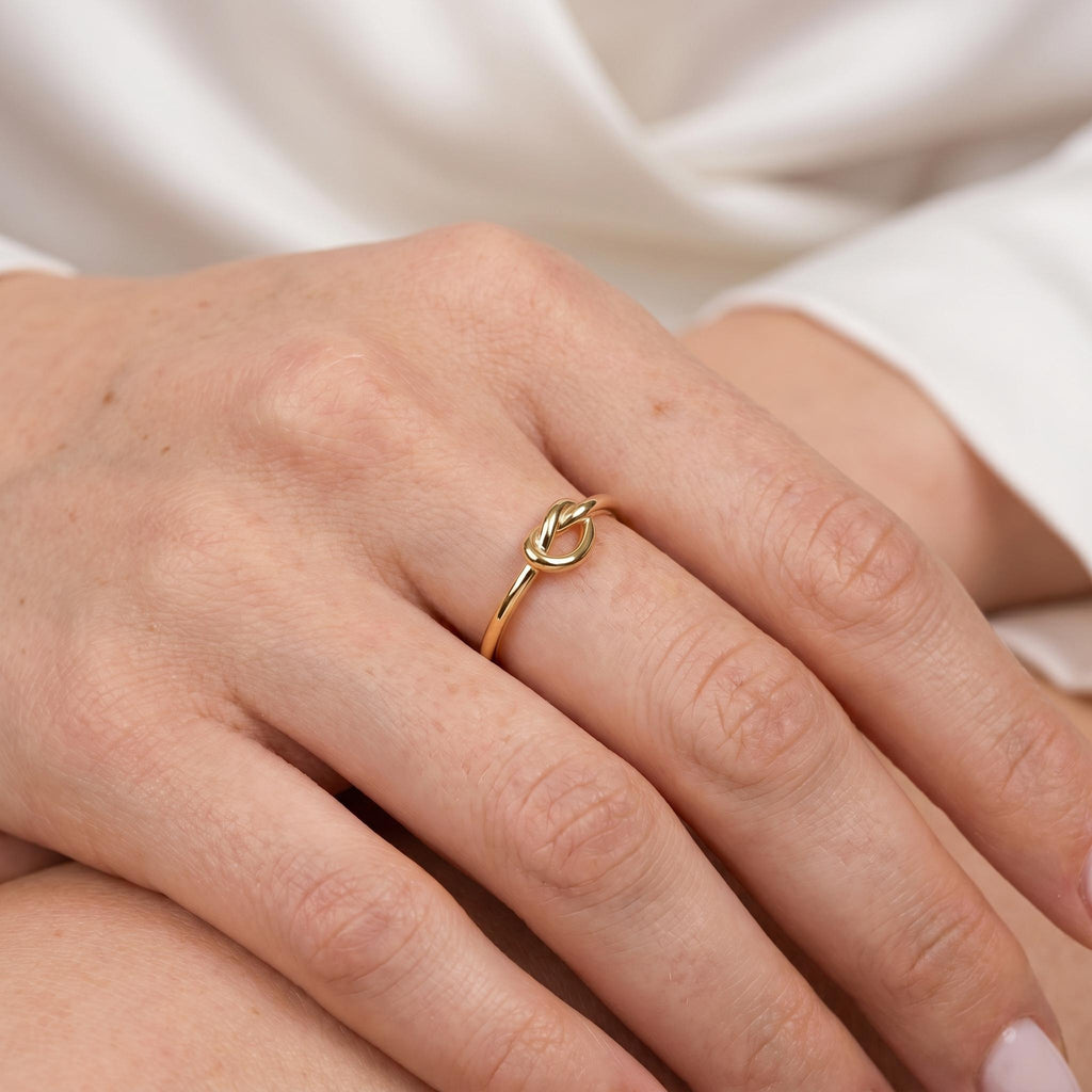 Love knot ring worn on the finger
