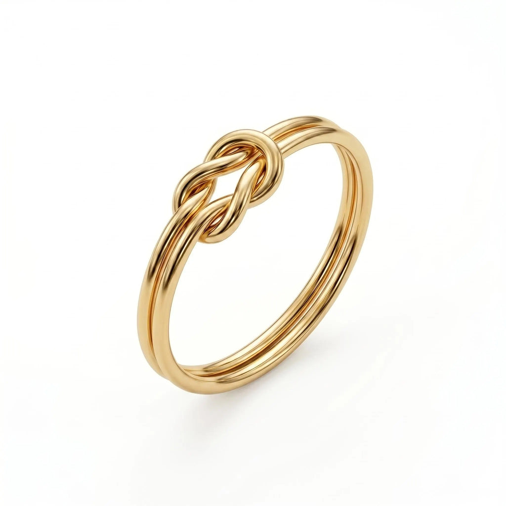Yellow gold lovers knot ring