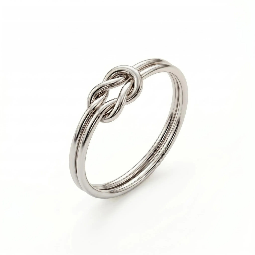 White gold lovers knot ring