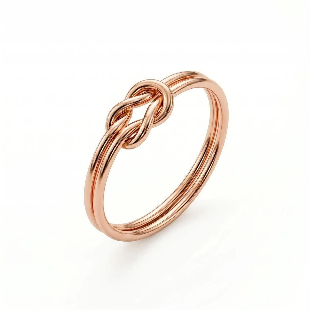 Rose gold lovers knot ring