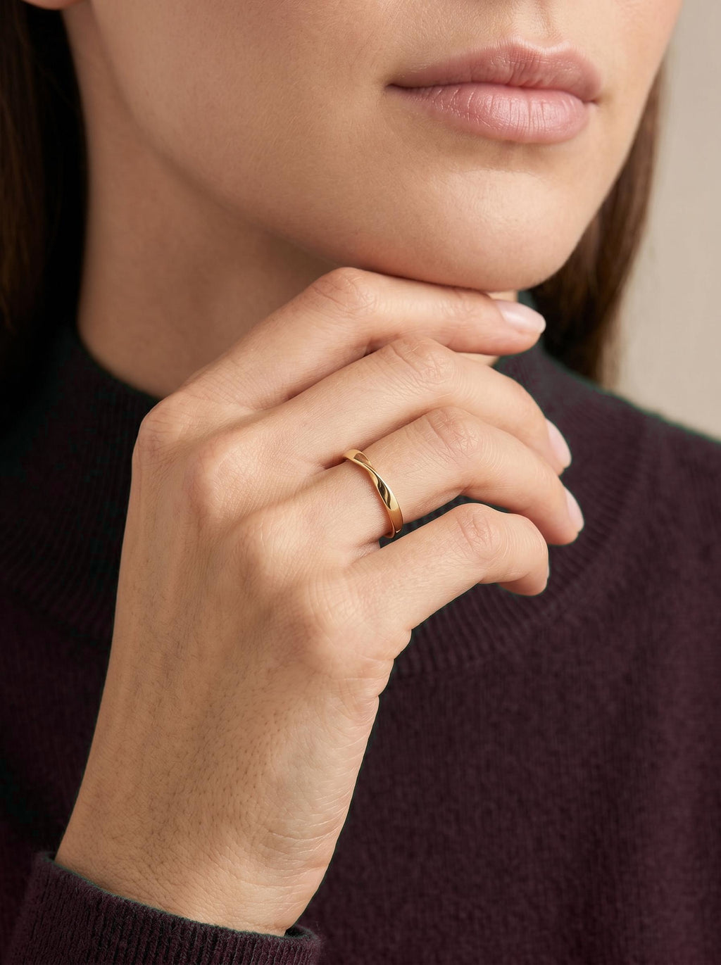 Infinity wedding ring worn as everyday band