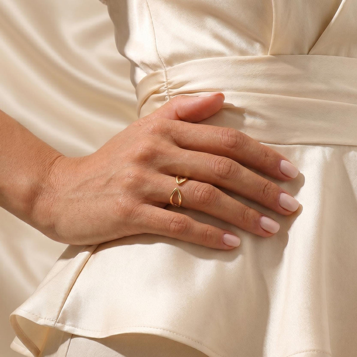 Sculptural open ring worn every day