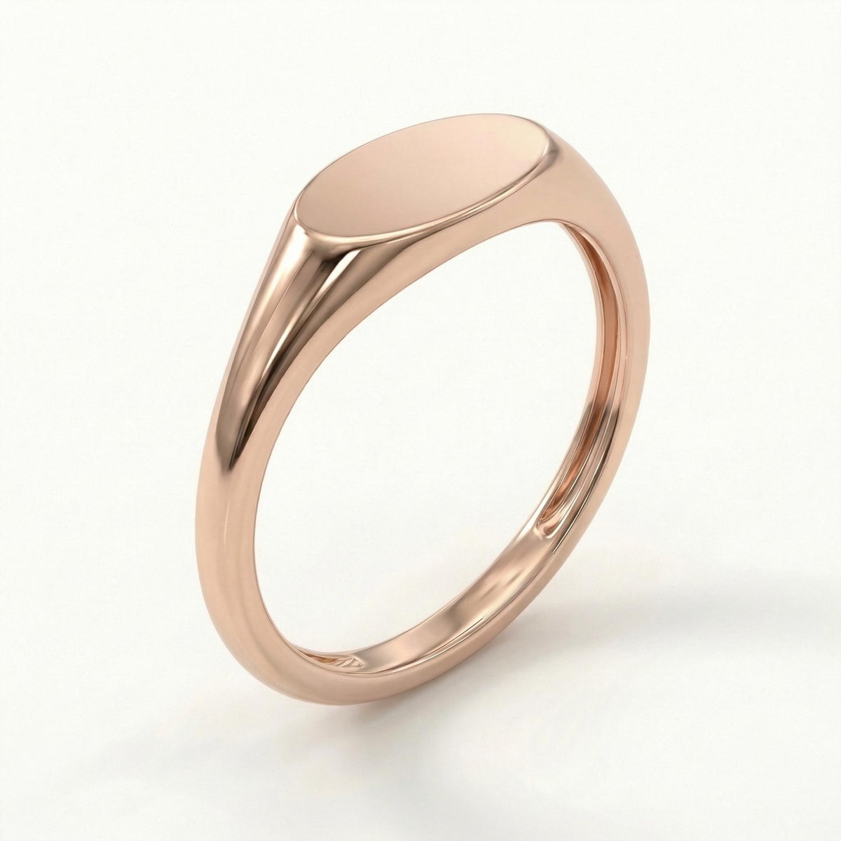 14k rose gold oval signet ring