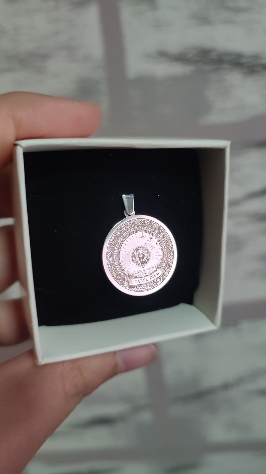 Carpe Diem dandelion medallion