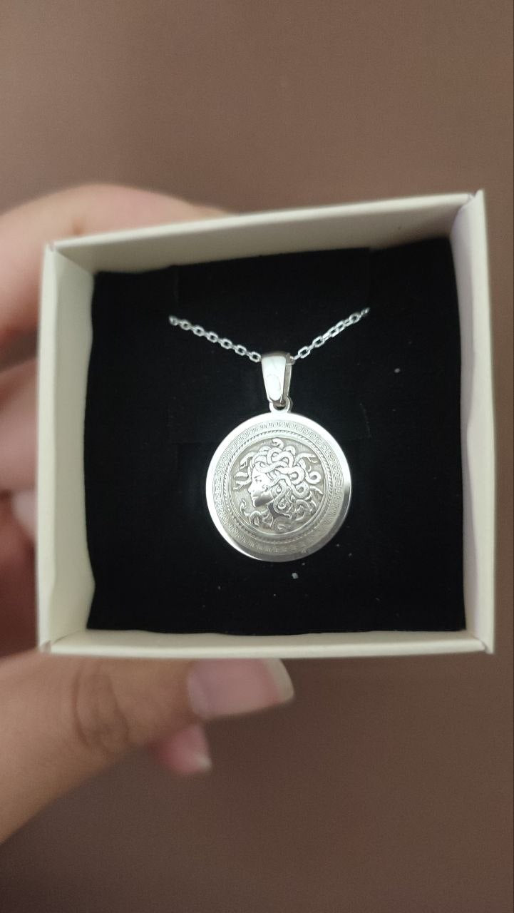 Medusa medallion in sterling silver