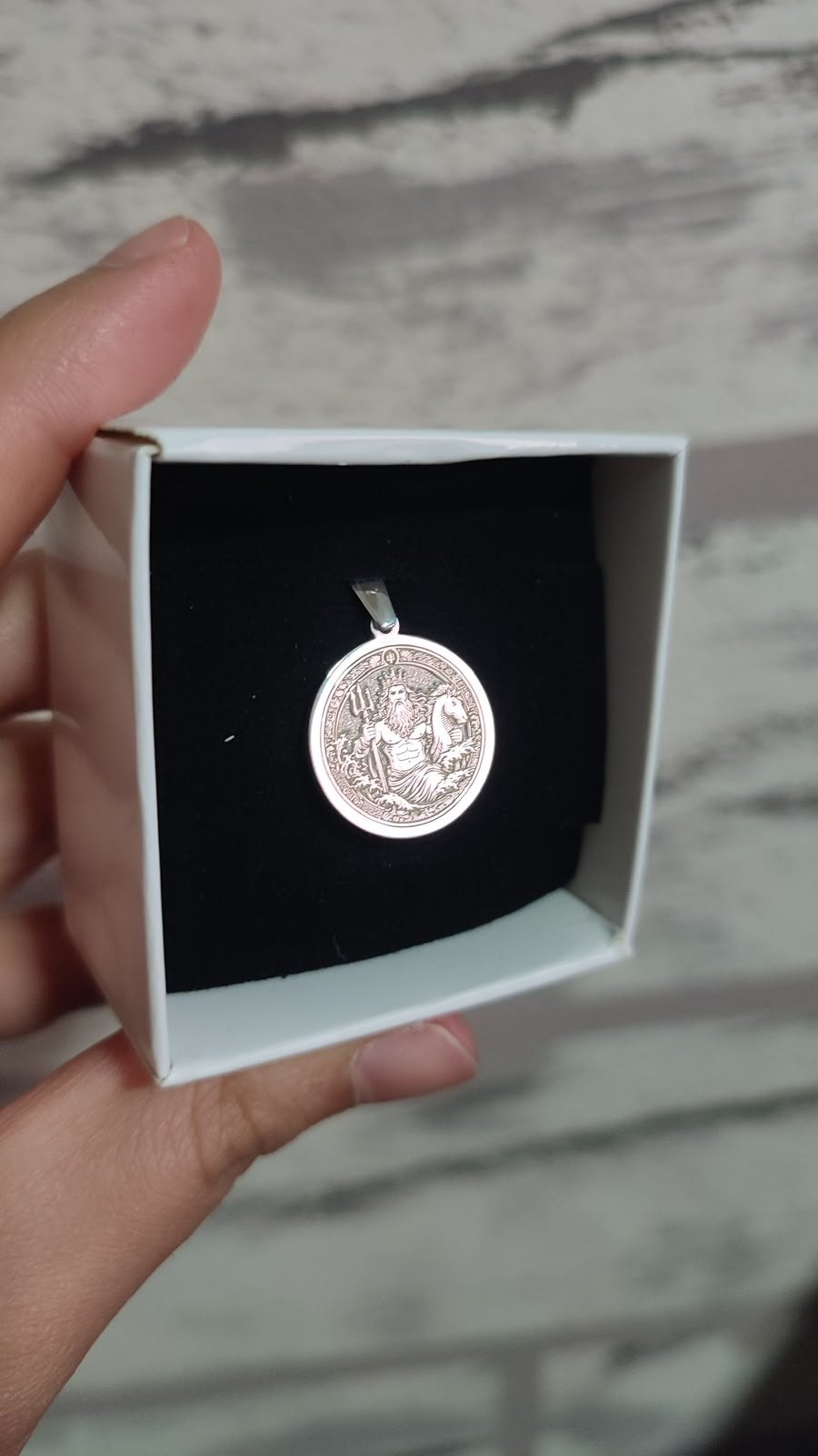 Poseidon medallion in sterling silver