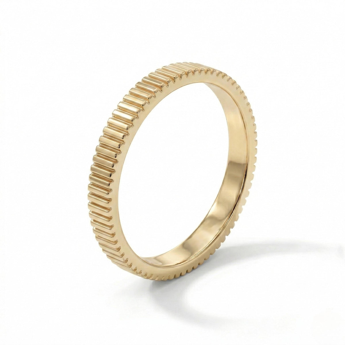 14k yellow gold ribbed band ring