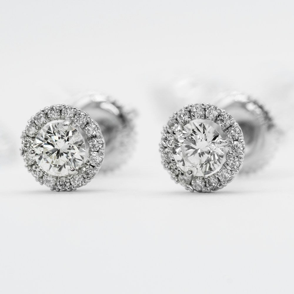Diamond halo stud earrings