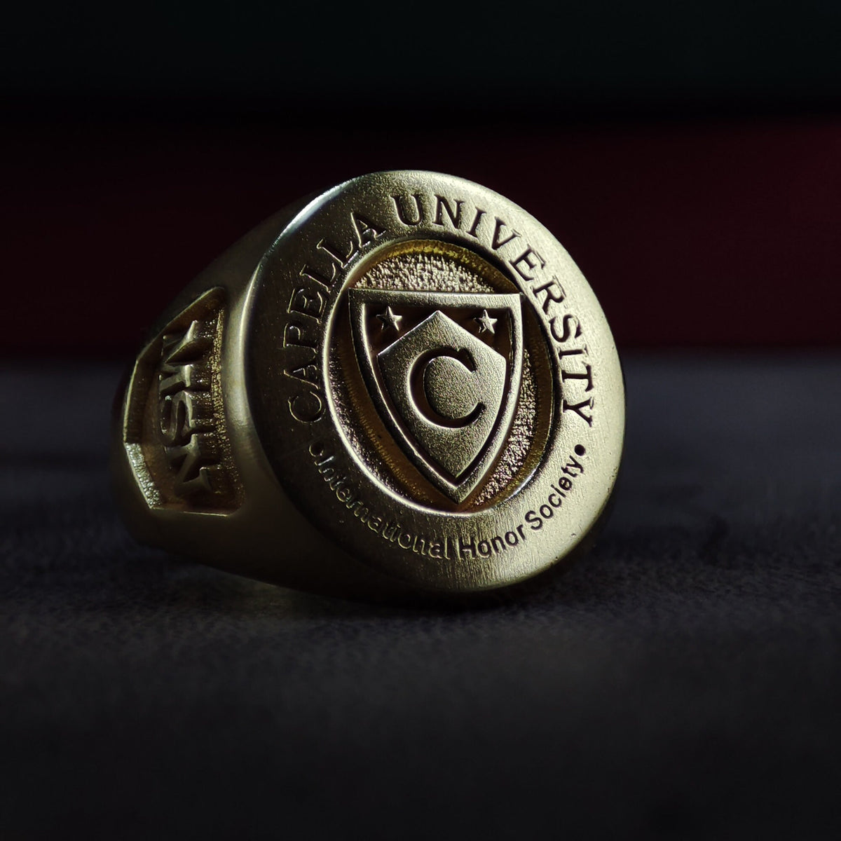 Custom Men's College Class Ring, Engraved Silver or Gold Signet