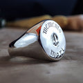 Memento Mori Ring, Engraved Skull Signet in Sterling Silver or Gold