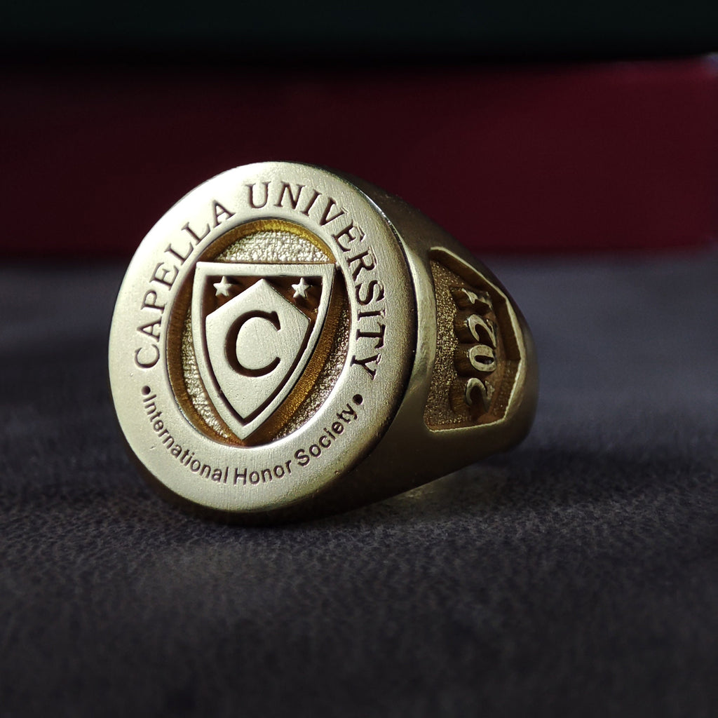 Custom Men's College Class Ring, Engraved Silver or Gold Signet