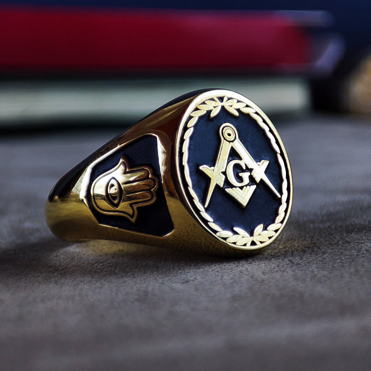 Freemason Signet Ring, Square & Compass Emblem, Sterling Silver or Gold, Handcrafted Lodge Gift