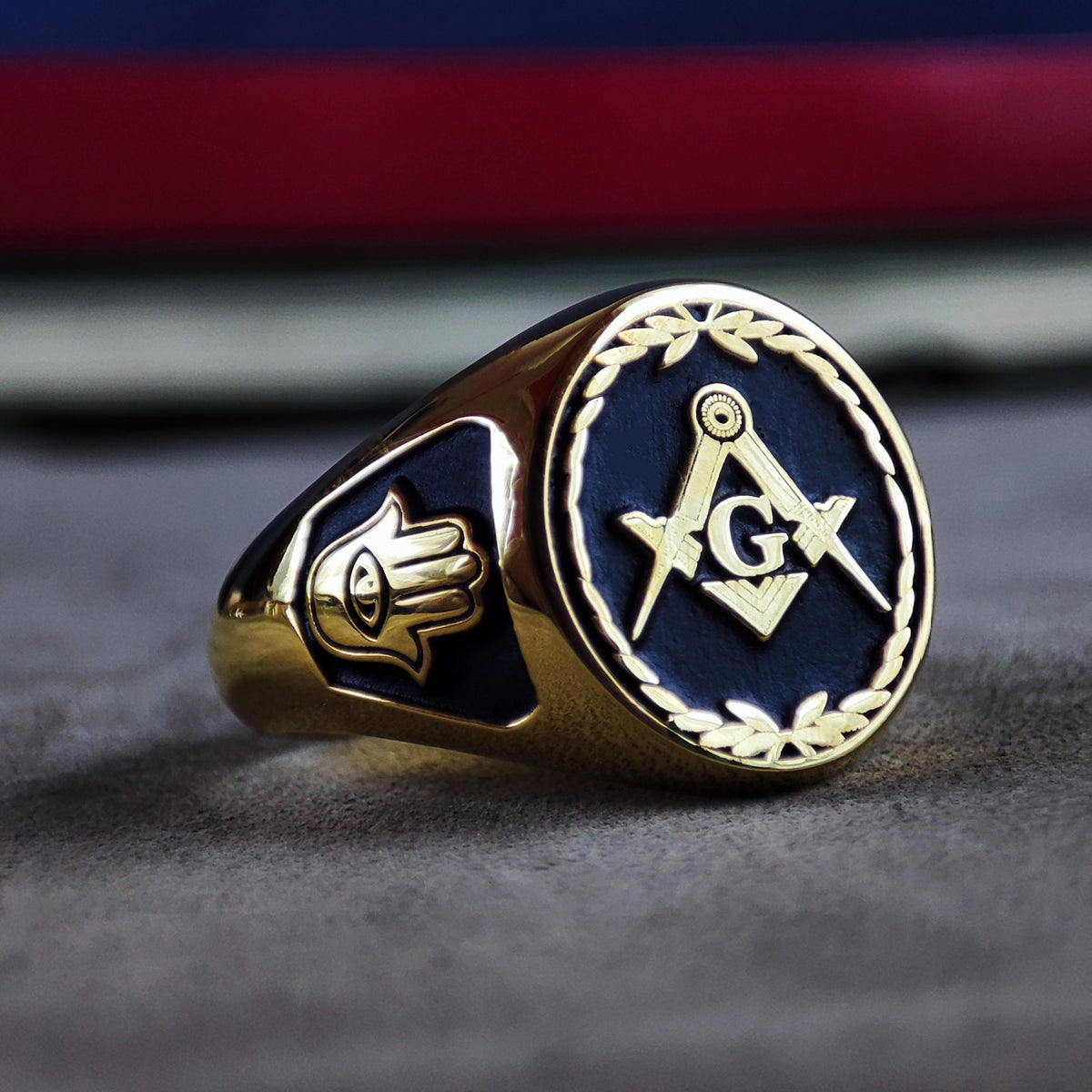 Freemason Signet Ring, Square & Compass Emblem, Sterling Silver or Gold, Handcrafted Lodge Gift