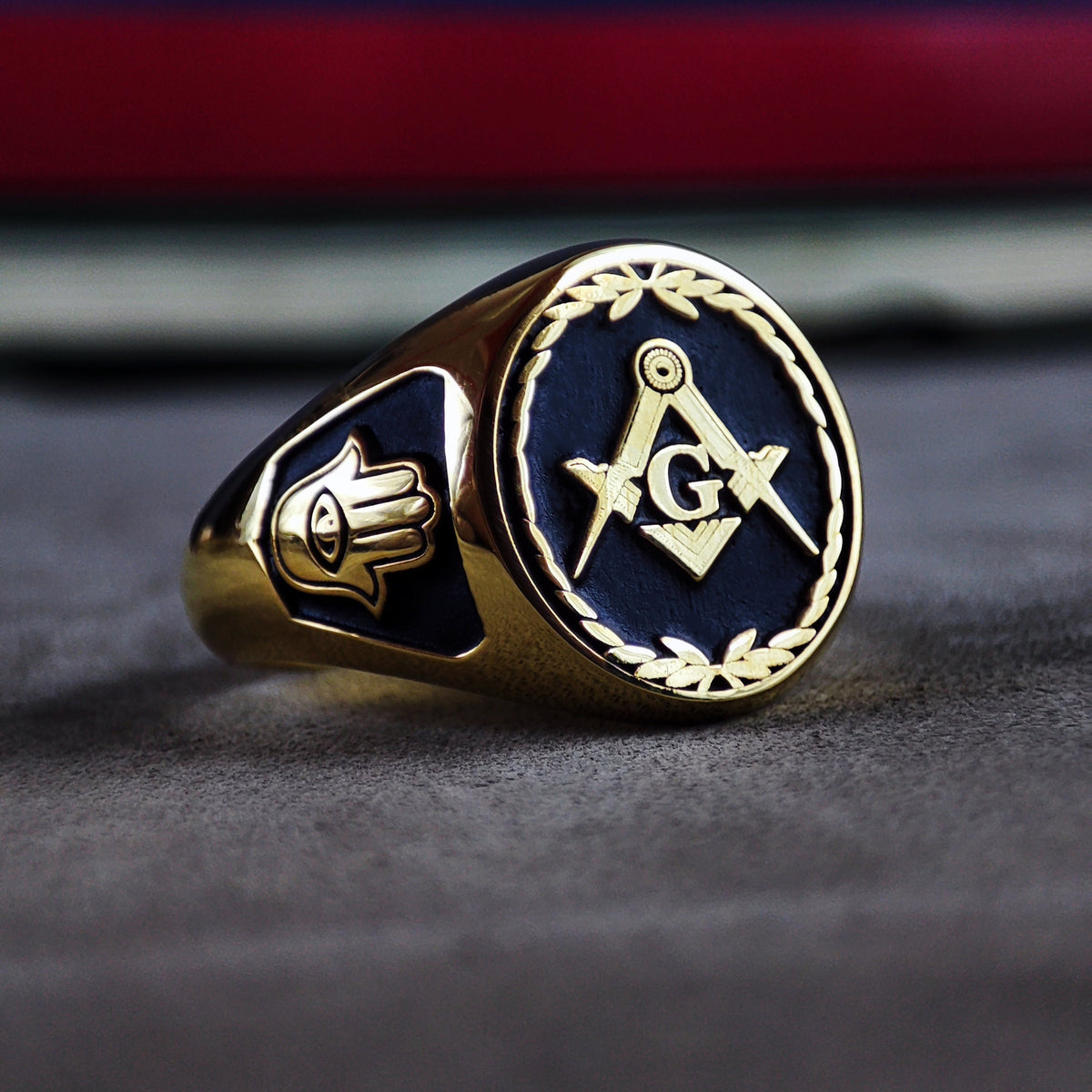Freemason Signet Ring, Square & Compass Emblem, Sterling Silver or Gold, Handcrafted Lodge Gift