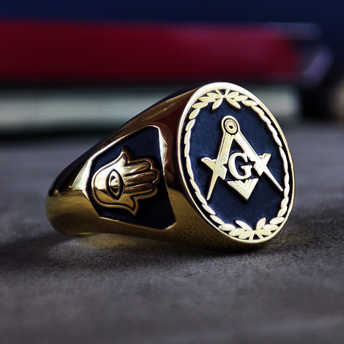 Freemason Signet Ring, Square & Compass Emblem, Sterling Silver or Gold, Handcrafted Lodge Gift