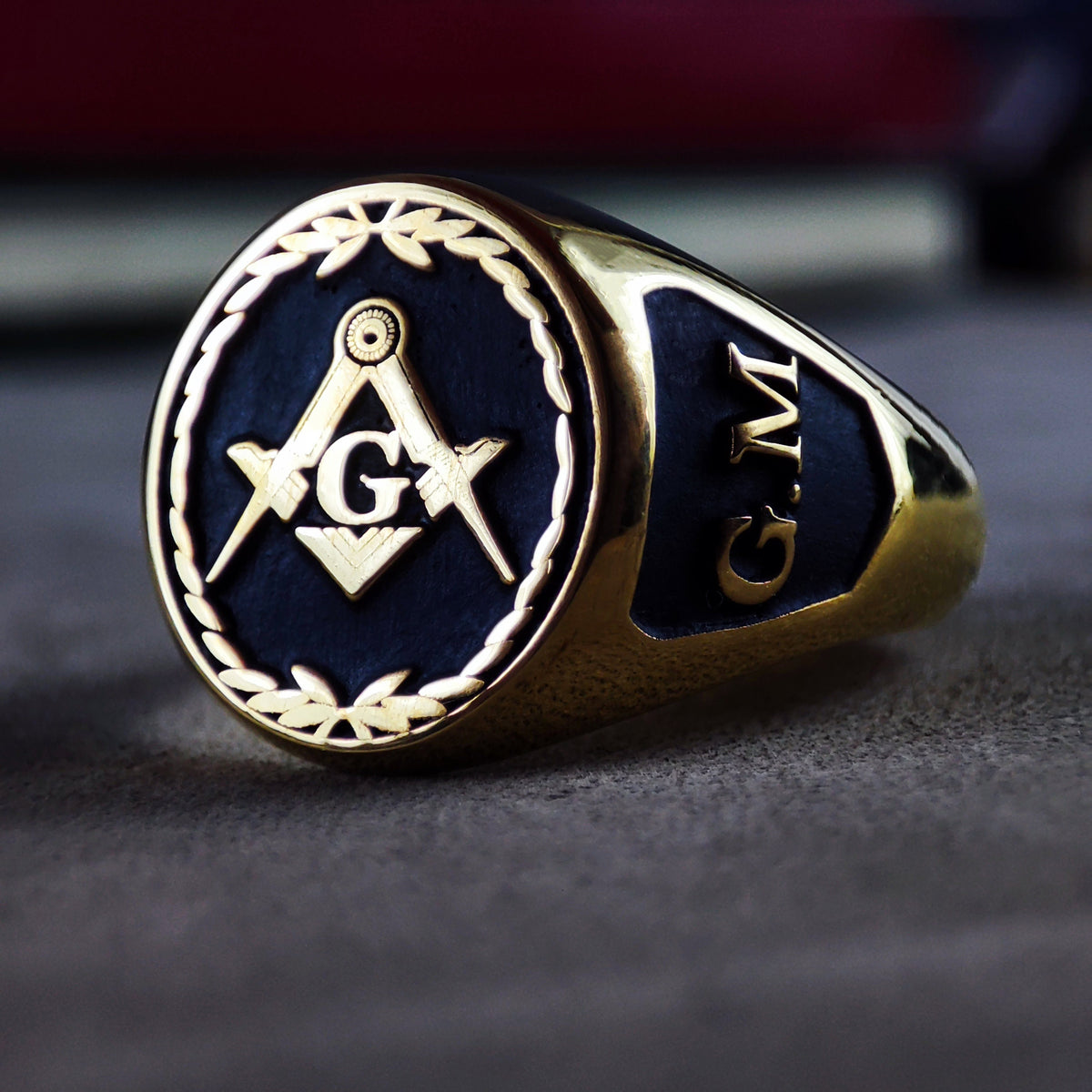 Freemason Signet Ring, Square & Compass Emblem, Sterling Silver or Gold, Handcrafted Lodge Gift