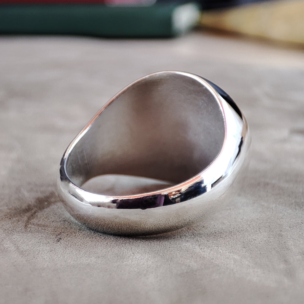 Memento Mori Ring, Engraved Skull Signet in Sterling Silver or Gold