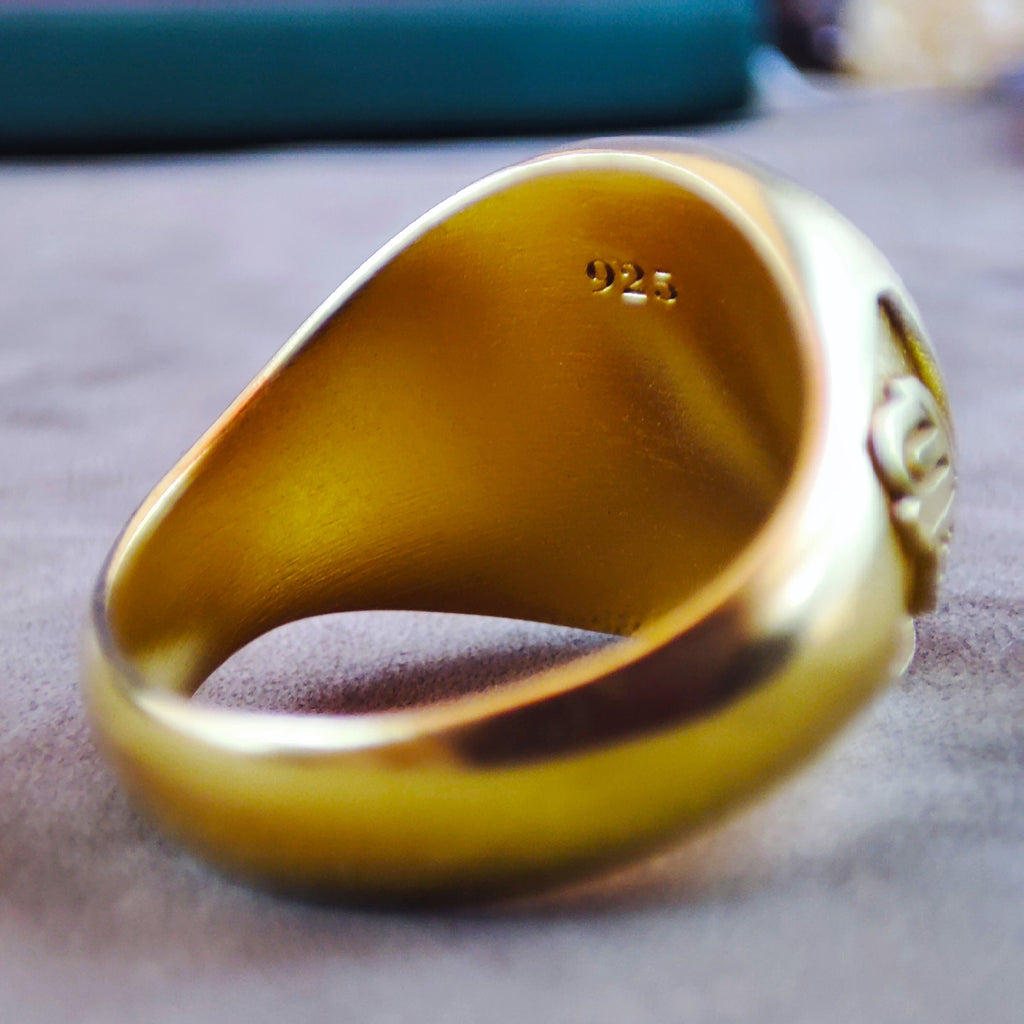 Custom Gold Vermeil University Signet Ring, Personalized Graduation Keepsake