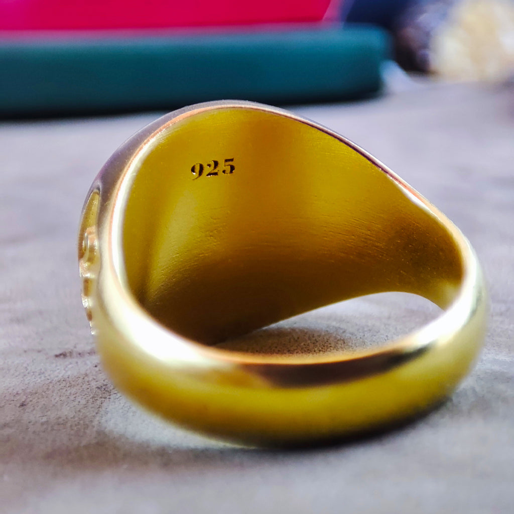 Custom Gold Vermeil University Signet Ring, Personalized Graduation Keepsake