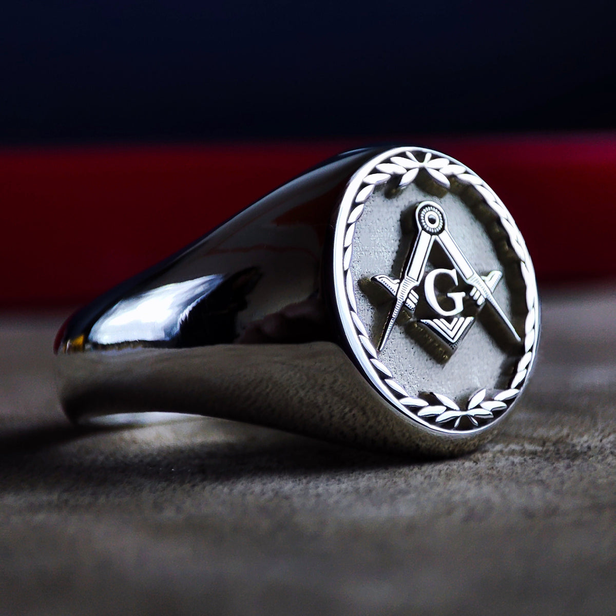 Sterling Silver Masonic Signet Ring, Square Compass Freemason Jewelry, Lodge Gift