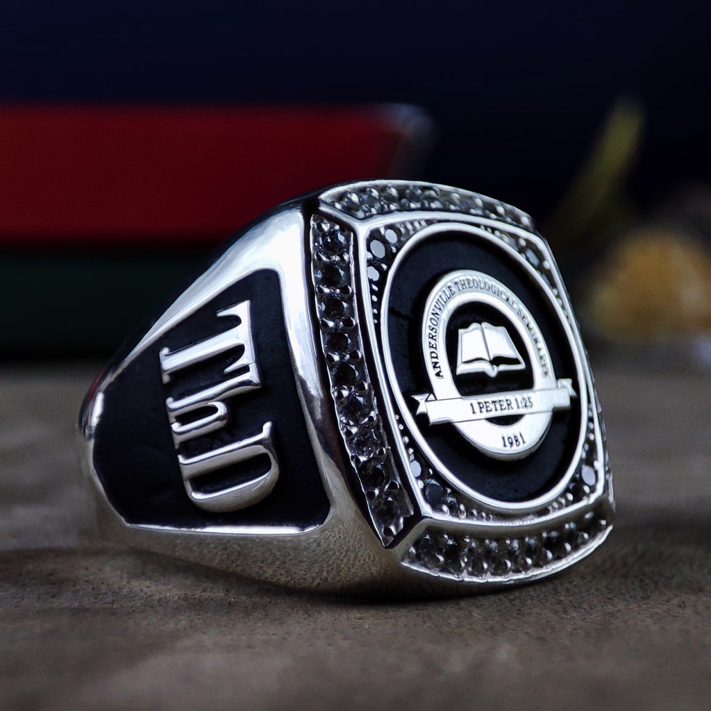 Custom University Ring – Personalized Graduation Jewelry, Sterling Silver