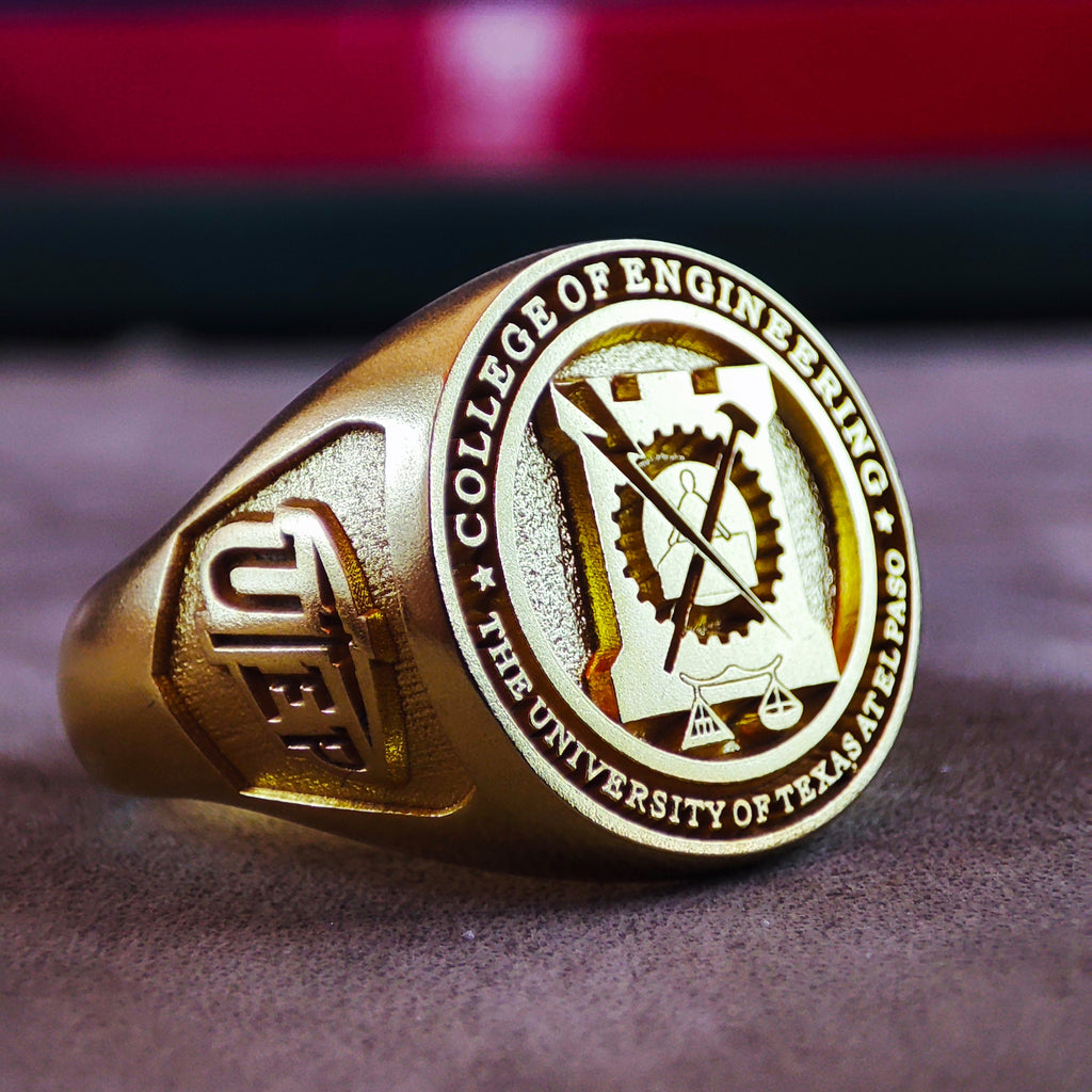 Custom Gold Vermeil University Signet Ring, Personalized Graduation Keepsake