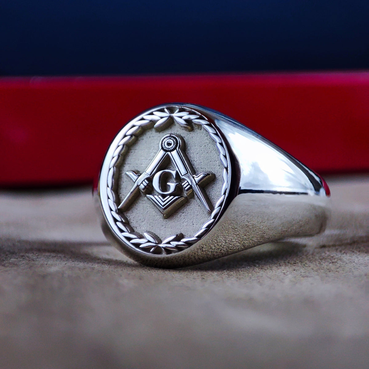 Sterling Silver Masonic Signet Ring, Square Compass Freemason Jewelry, Lodge Gift