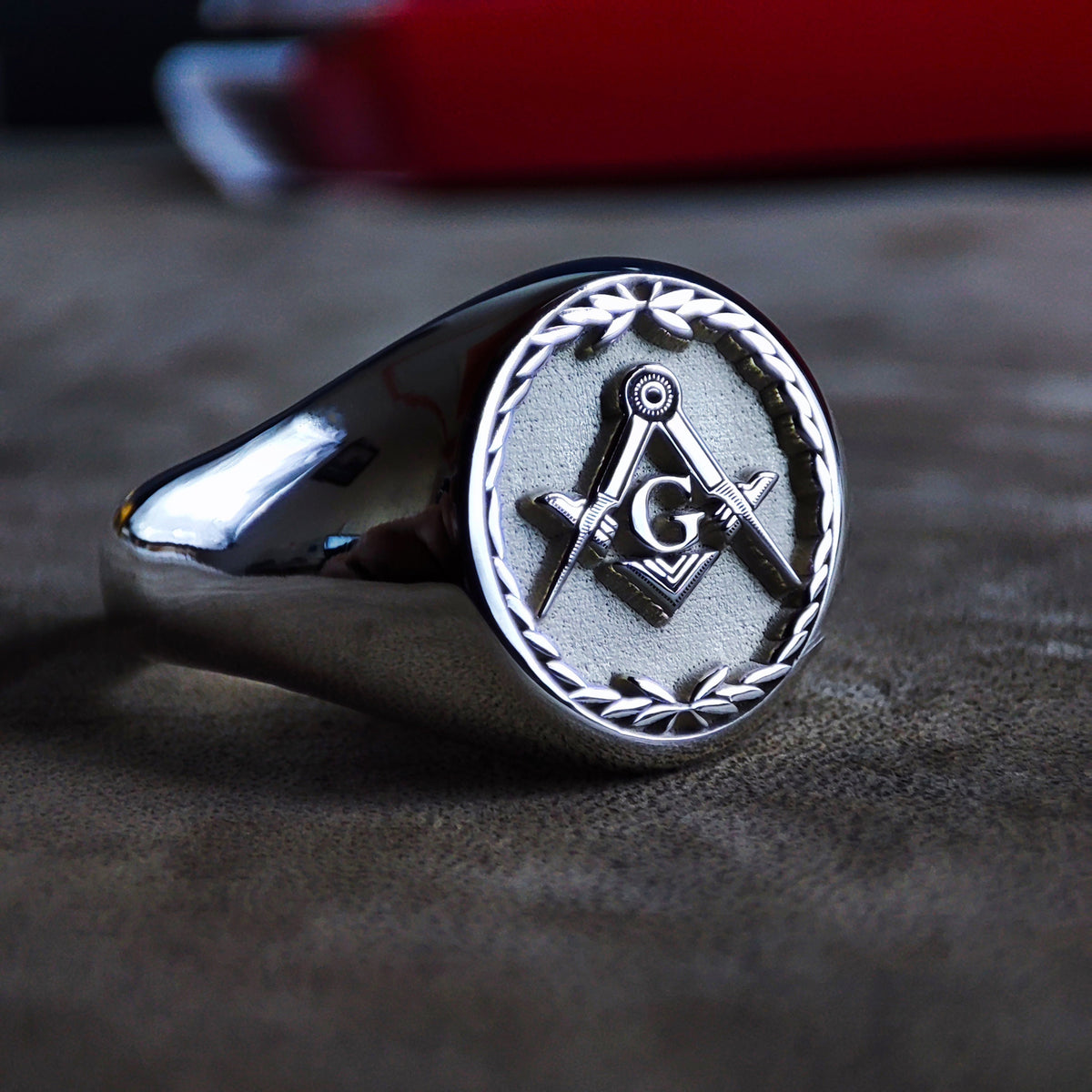 Sterling Silver Masonic Signet Ring, Square Compass Freemason Jewelry, Lodge Gift