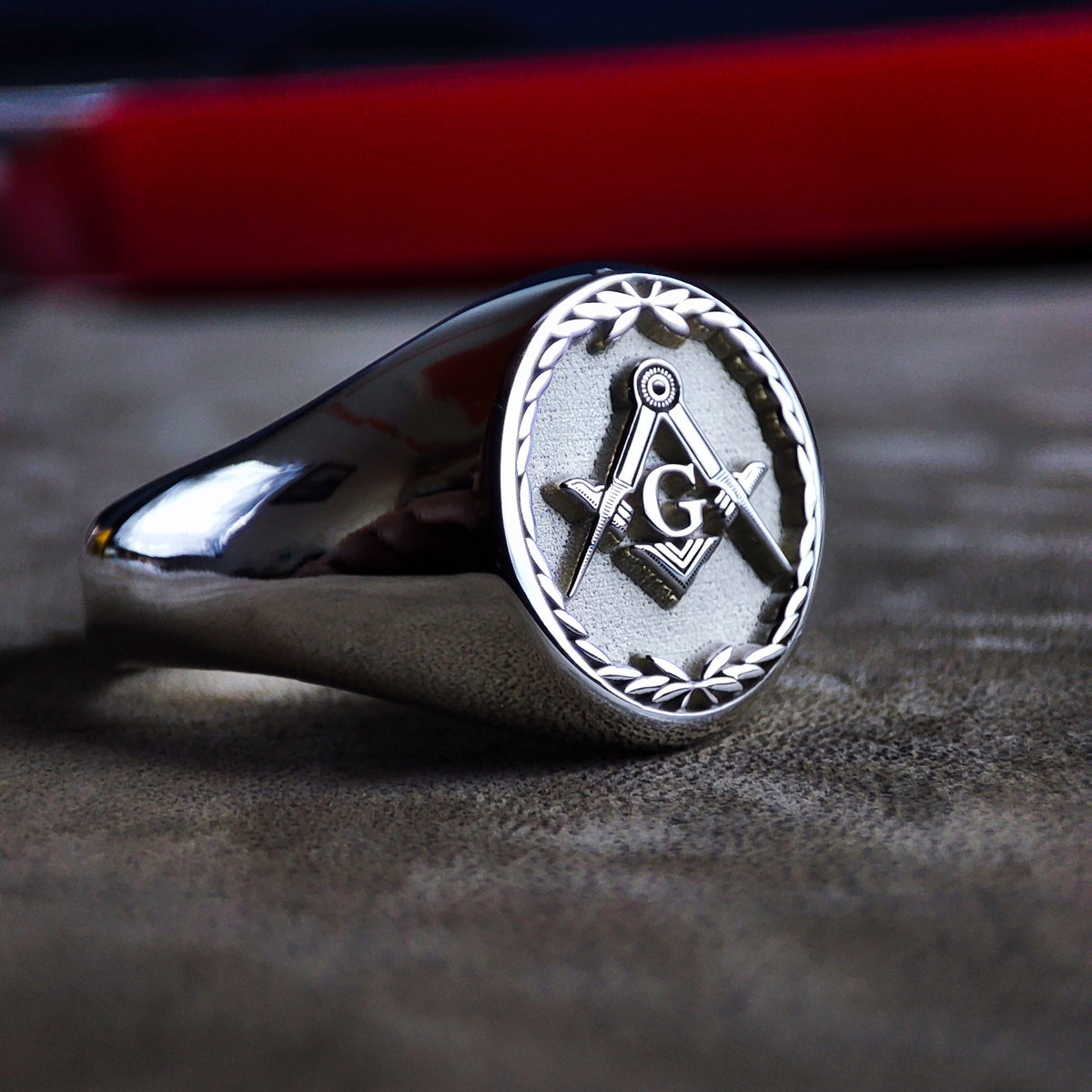 Sterling Silver Masonic Signet Ring, Square Compass Freemason Jewelry, Lodge Gift