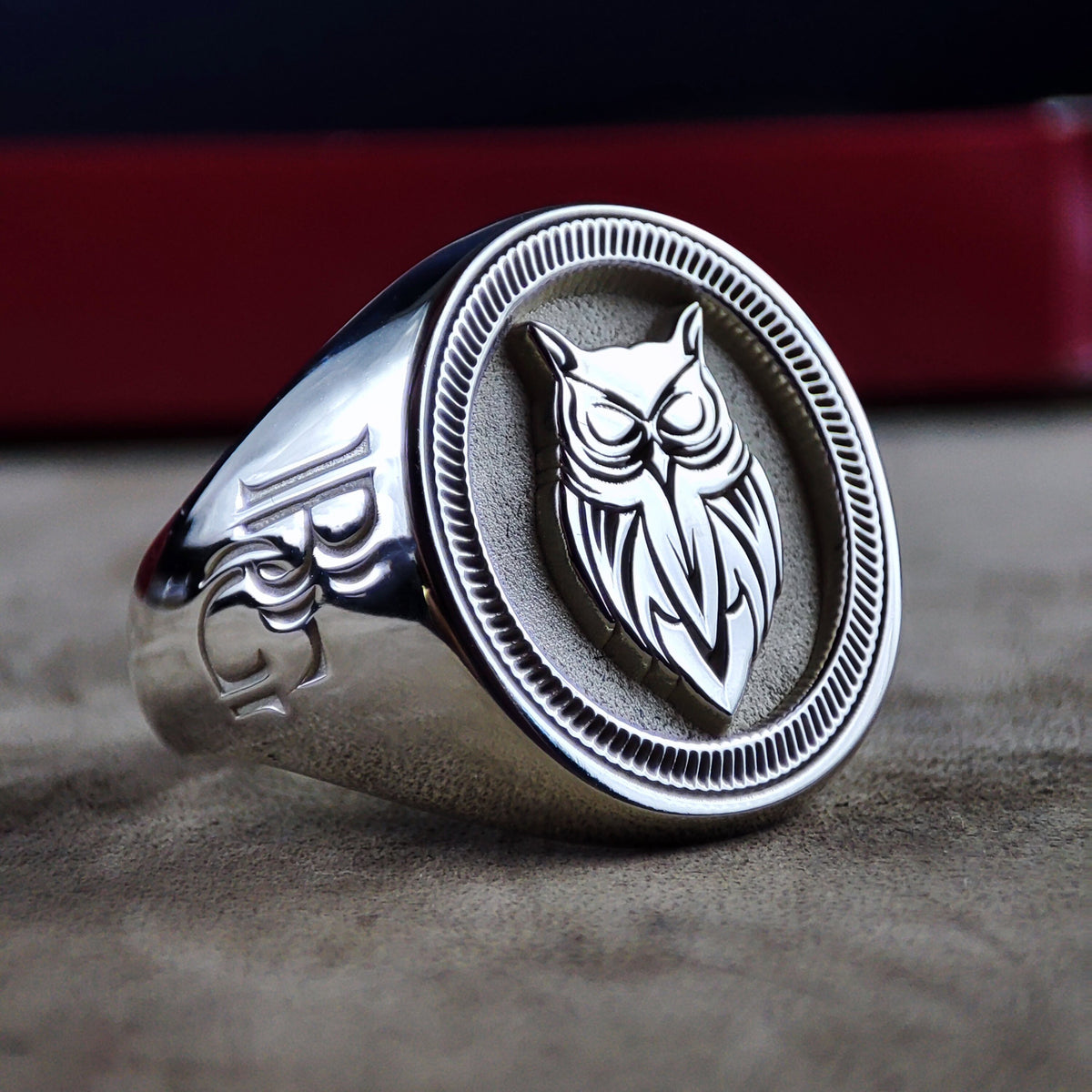 Personalized Sterling Silver Owl Ring: Engraved Animal Jewelry