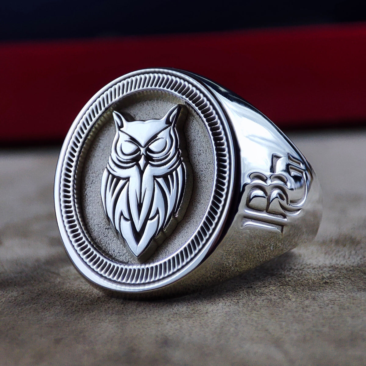 Personalized Sterling Silver Owl Ring: Engraved Animal Jewelry