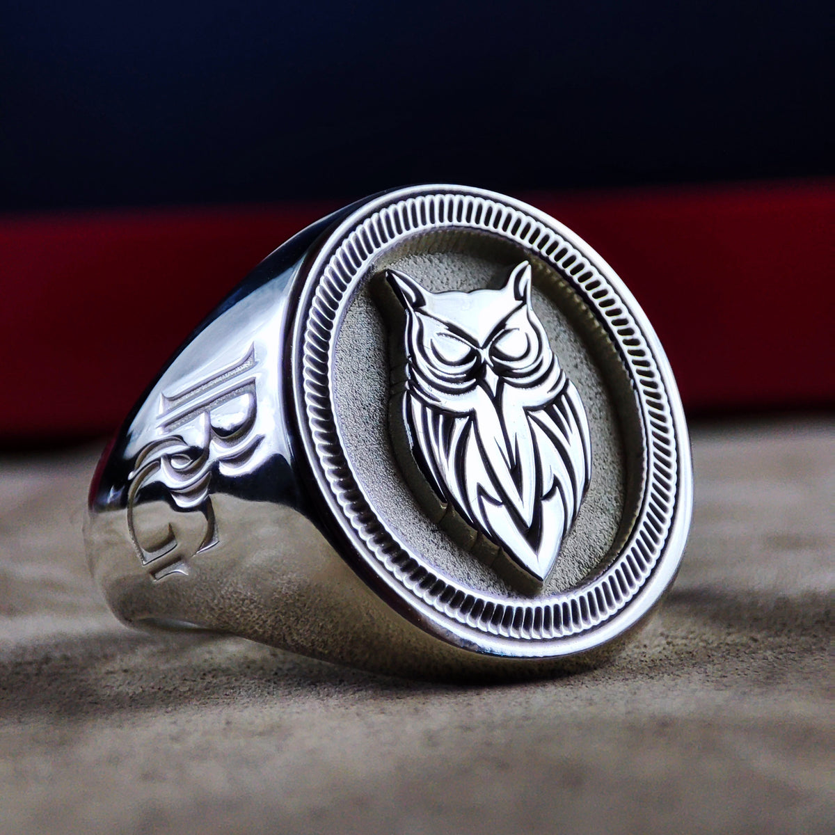 Personalized Sterling Silver Owl Ring: Engraved Animal Jewelry
