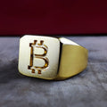 Vermeil Bitcoin Signet Ring for Men, Custom Crypto Jewelry, Cryptocurrency Gift