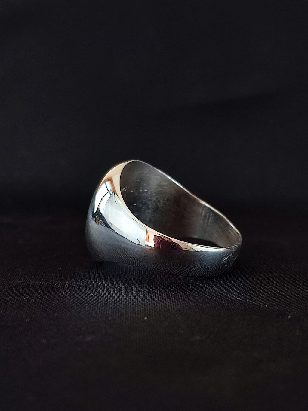 Men's Large Signet Ring with Custom Initials, Sterling Silver Pinky Ring