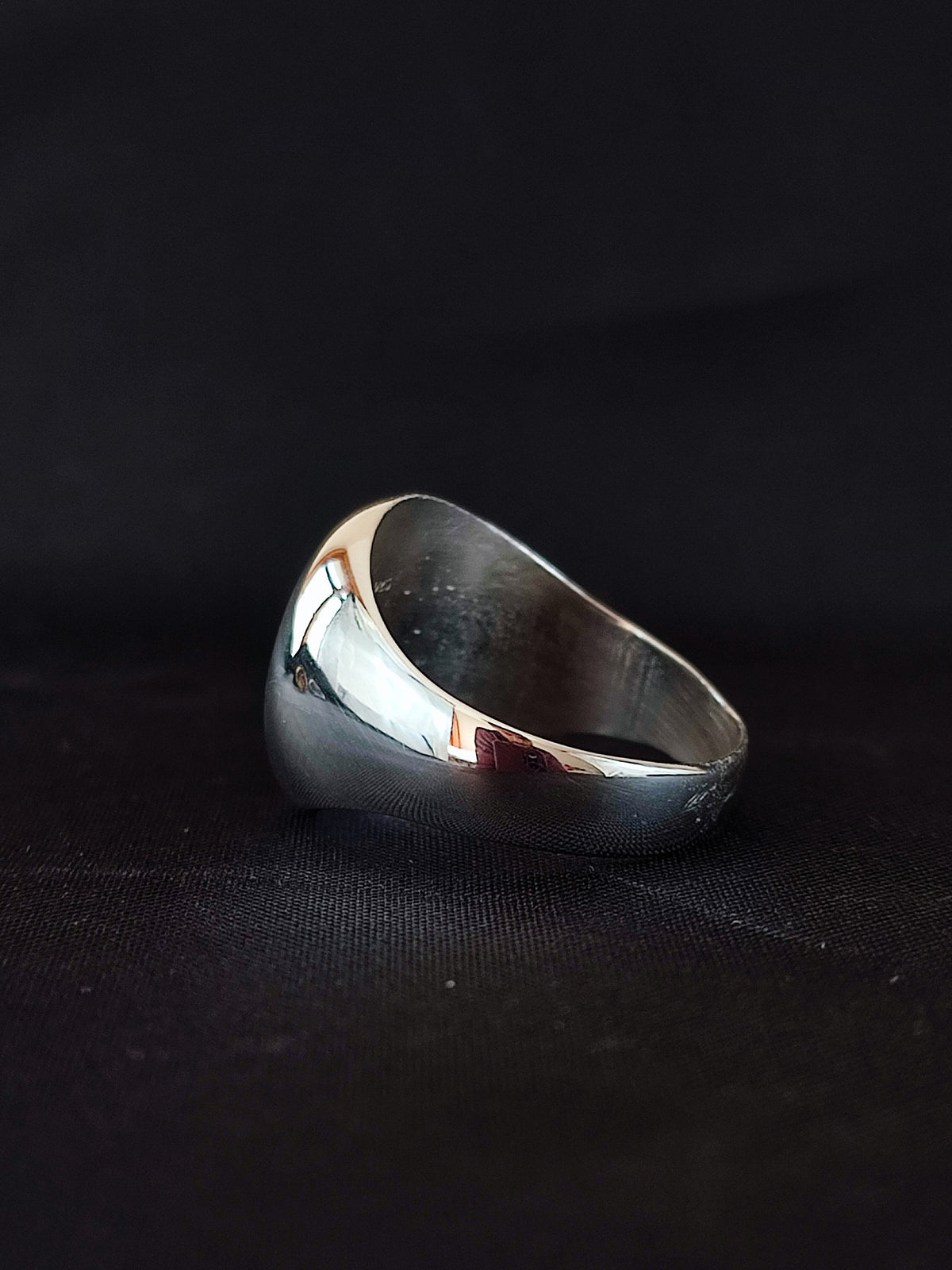 Men's Large Signet Ring with Custom Initials, Sterling Silver Pinky Ring