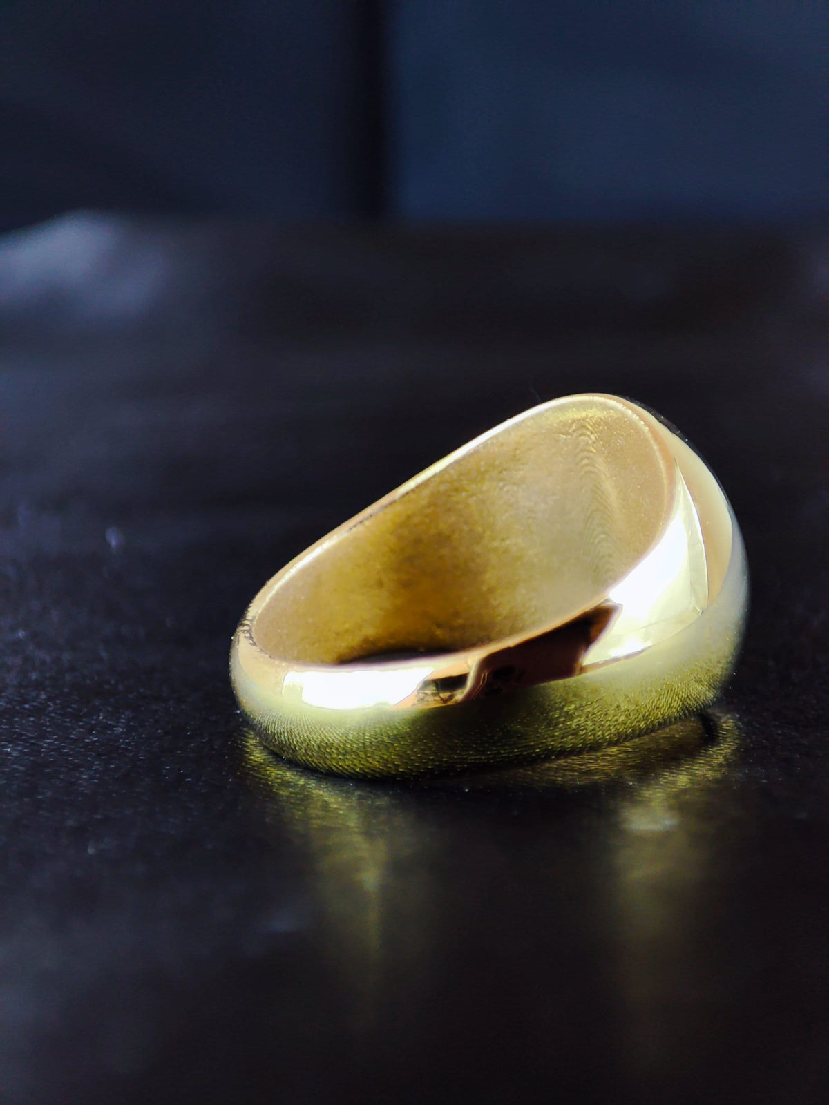 Gold Filled Lotus Flower Signet Ring For Her - Yoga Crescent Moon Jewelry