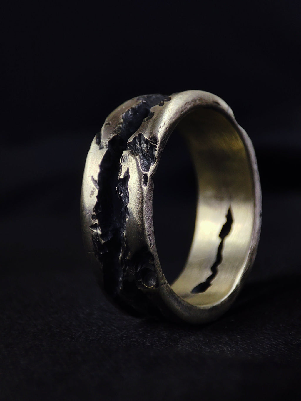 Men's Unique Ring, Molten Sterling Silver Band, Rustic Handmade Brutalist Jewelry