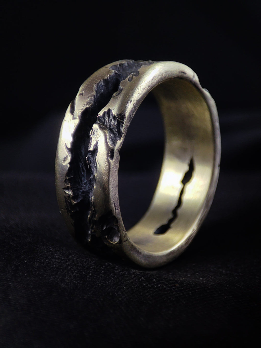 Chunky Silver Ring, Oxidized Organic Texture, Unisex Artisan Band